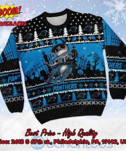 carolina panthers jack skellington halloween ugly christmas sweater 2 D3I4q