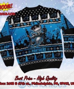 carolina panthers jack skellington halloween ugly christmas sweater 3 296yD