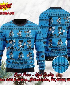 Carolina Panthers Mickey Mouse Postures Style 1 Ugly Christmas Sweater