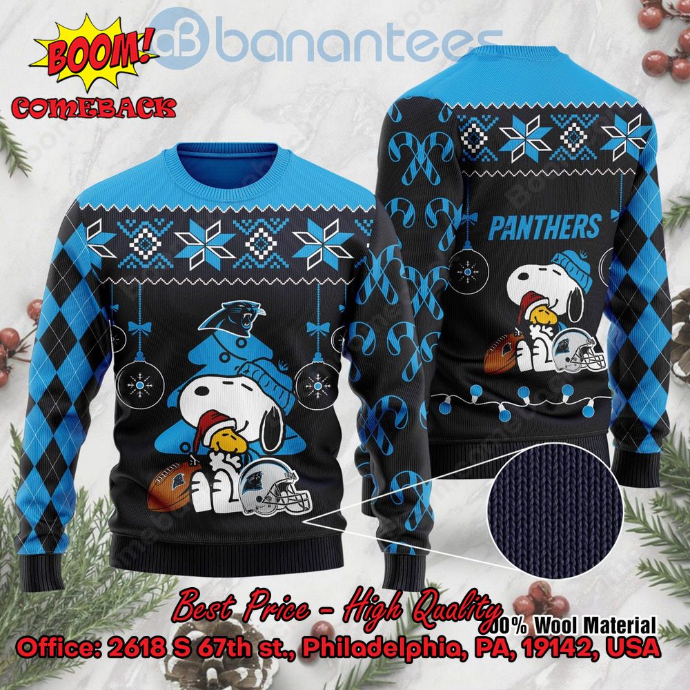 Carolina Panthers Peanuts Snoopy Ugly Christmas Sweater