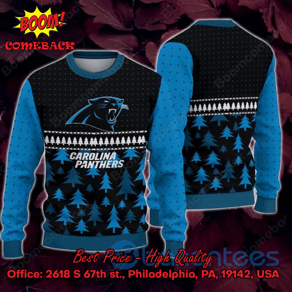 Carolina Panthers Pine Trees Ugly Christmas Sweater