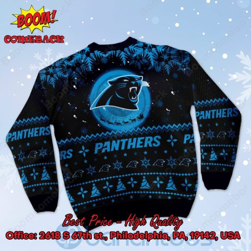 Carolina Panthers Santa Claus In The Moon Ugly Christmas Sweater