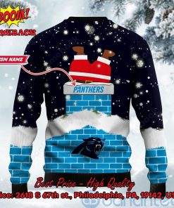 carolina panthers santa claus on chimney personalized name ugly christmas sweater 3 BghOD