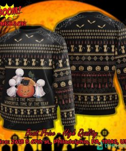 Cat Ghost Pumpkin It’s the Most Wonderful Time of the Year Halloween Ugly Christmas Sweater