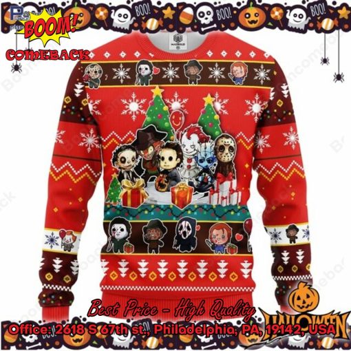 Chibi Horror Killers Halloween Ugly Christmas Sweater