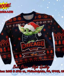 Chicago Bears Baby Yoda Santa Hat Ugly Christmas Sweater