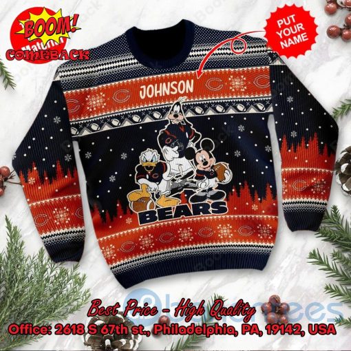 Chicago Bears Disney Characters Personalized Name Ugly Christmas Sweater
