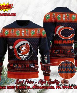 Chicago Bears Grateful Dead Santa Hat Ugly Christmas Sweater