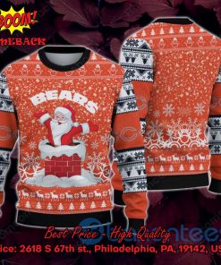 Chicago Bears Happy Santa Claus On Chimney Ugly Christmas Sweater