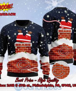 Chicago Bears Santa Claus On Chimney Personalized Name Ugly Christmas Sweater