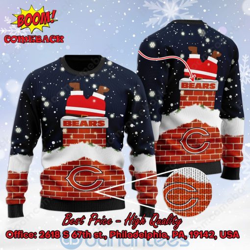 Chicago Bears Santa Claus On Chimney Personalized Name Ugly Christmas Sweater