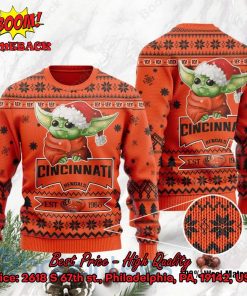Cincinnati Bengals Baby Yoda Santa Hat Ugly Christmas Sweater