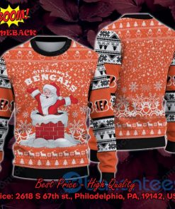 Cincinnati Bengals Happy Santa Claus On Chimney Ugly Christmas Sweater