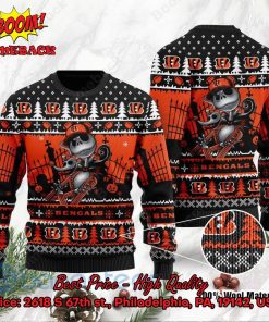 Cincinnati Bengals Jack Skellington Halloween Ugly Christmas Sweater