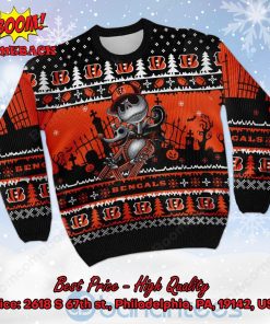 Cincinnati Bengals Jack Skellington Halloween Ugly Christmas Sweater