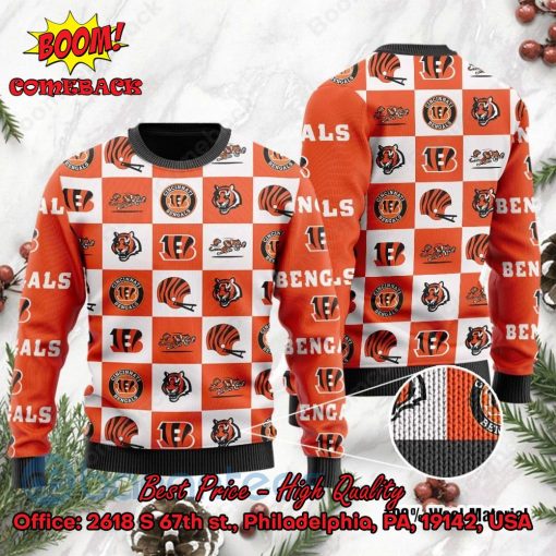 Cincinnati Bengals Logos Ugly Christmas Sweater