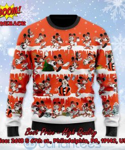 cincinnati bengals mickey mouse postures style 2 ugly christmas sweater 2 XeG5N