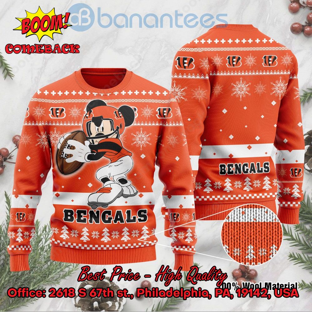 Cincinnati Bengals Mickey Mouse Ugly Christmas Sweater