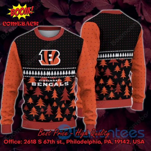 Cincinnati Bengals Pine Trees Ugly Christmas Sweater