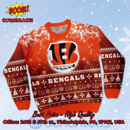 Cincinnati Bengals Santa Claus In The Moon Ugly Christmas Sweater