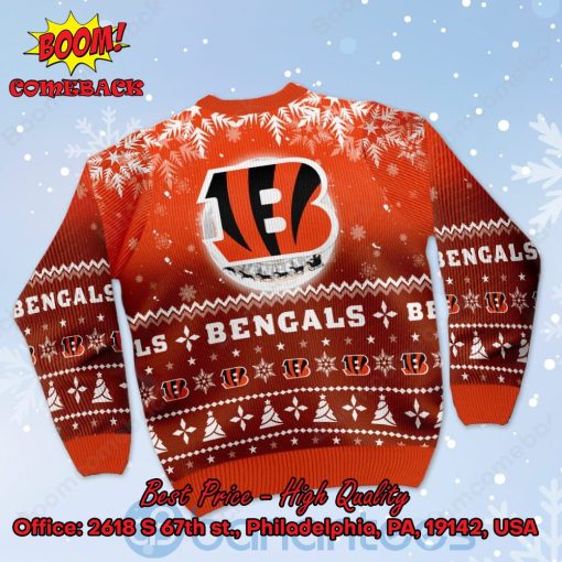 Cincinnati Bengals Santa Claus In The Moon Ugly Christmas Sweater