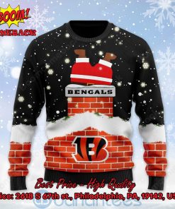 cincinnati bengals santa claus on chimney personalized name ugly christmas sweater 2 BRsXL