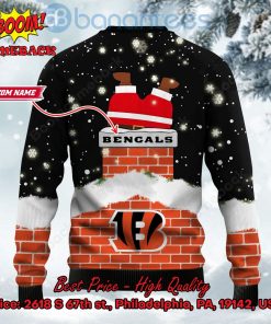 cincinnati bengals santa claus on chimney personalized name ugly christmas sweater 3 bb8G1