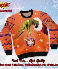 Clemson Tigers Grinch Candy Cane Ugly Christmas Sweater