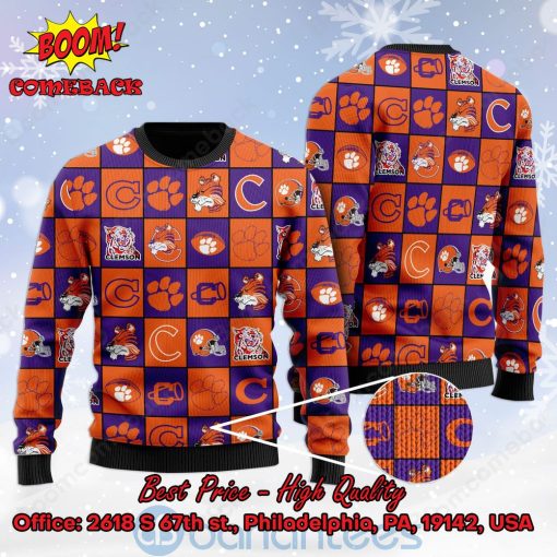 Clemson Tigers Logos Ugly Christmas Sweater