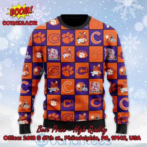 Clemson Tigers Logos Ugly Christmas Sweater