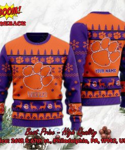 Clemson Tigers Personalized Name Ugly Christmas Sweater