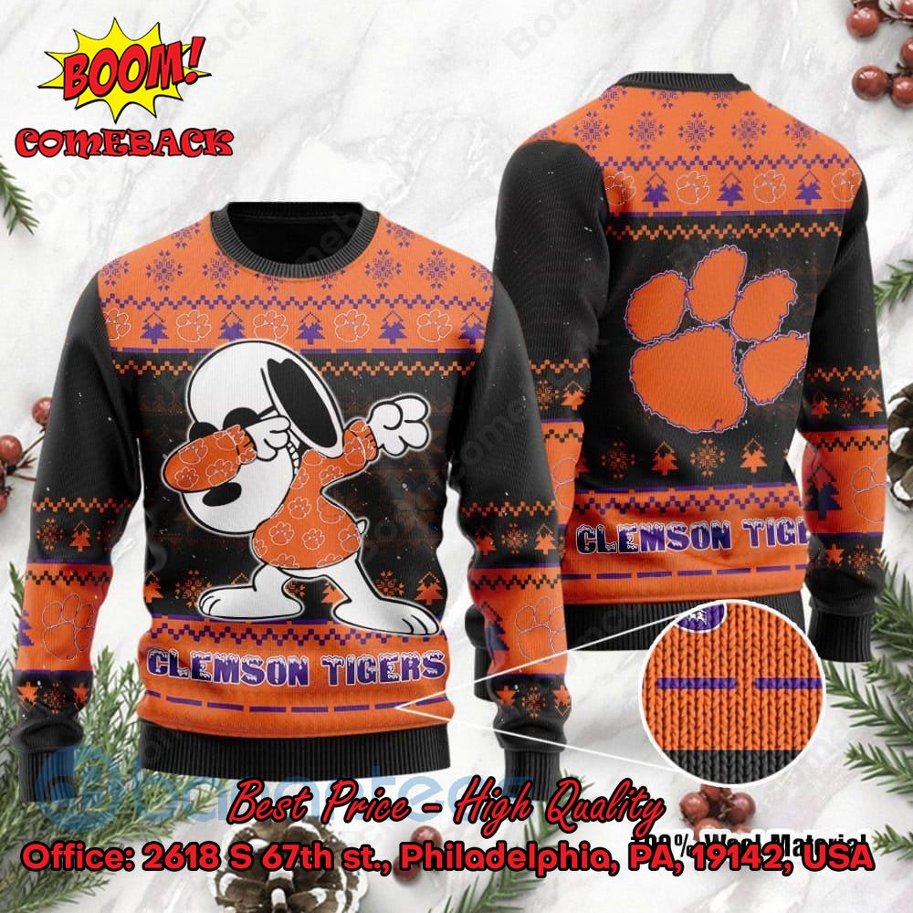 Clemson Tigers Snoopy Dabbing Ugly Christmas Sweater