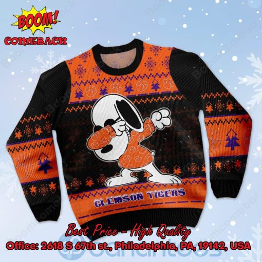 Clemson Tigers Snoopy Dabbing Ugly Christmas Sweater