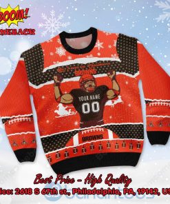 cleveland browns all i need for christmas is browns custom name number ugly christmas sweater 2 I8Pzl
