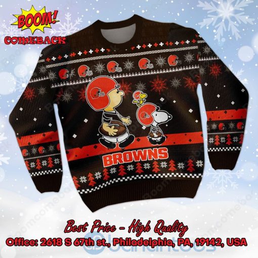 Cleveland Browns Charlie Brown Peanuts Snoopy Ugly Christmas Sweater