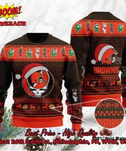 Cleveland Browns Grateful Dead Santa Hat Ugly Christmas Sweater