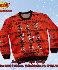 Cleveland Browns Mickey Mouse Postures Style 1 Ugly Christmas Sweater