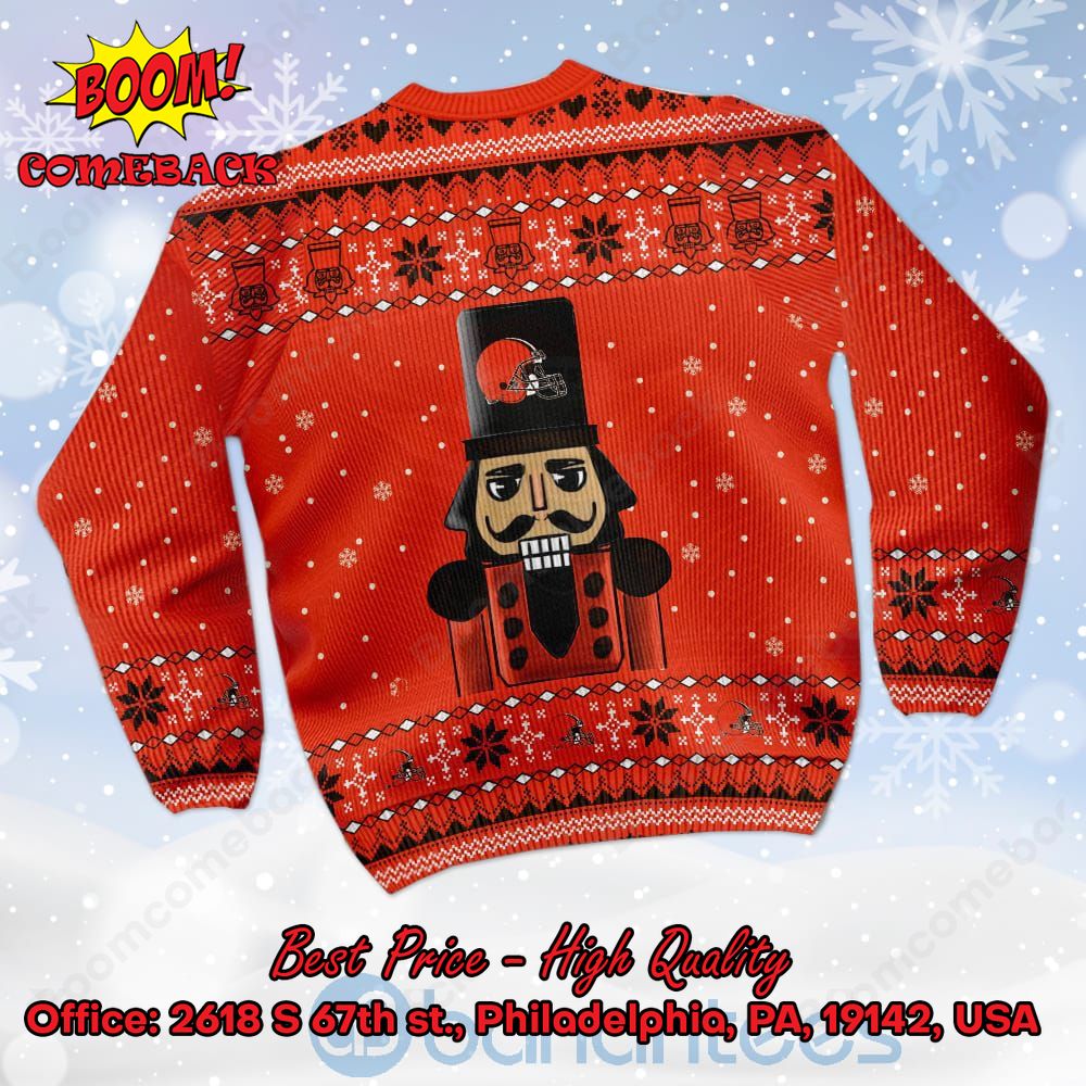 Cleveland Browns Nutcracker Not A Player I Just Crush Alot Ugly Christmas  Sweater - Limotees