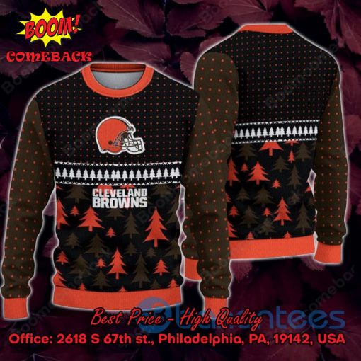 Cleveland Browns Pine Trees Ugly Christmas Sweater