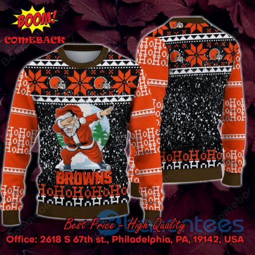 Cleveland Browns Santa Claus Dabbing Ho Ho Ho Ugly Christmas Sweater