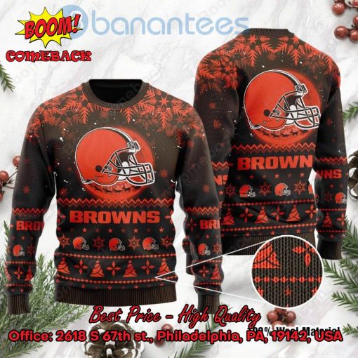 Cleveland Browns Santa Claus In The Moon Ugly Christmas Sweater