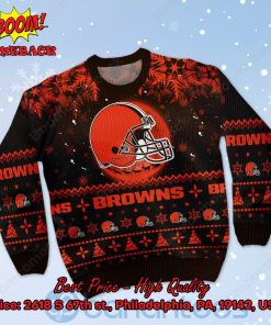 cleveland browns santa claus in the moon ugly christmas sweater 2 8Dn0E