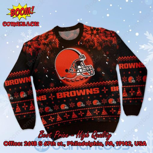 Cleveland Browns Santa Claus In The Moon Ugly Christmas Sweater