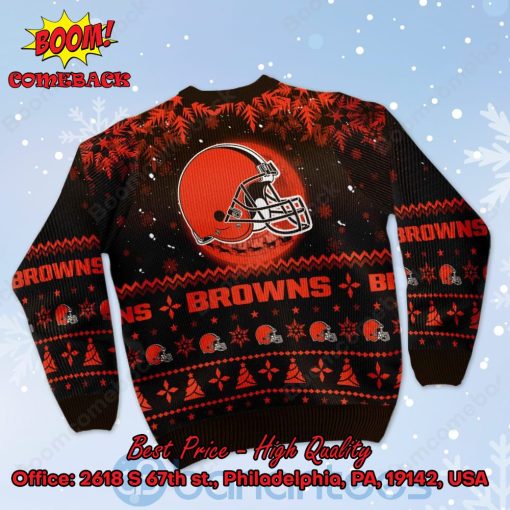 Cleveland Browns Santa Claus In The Moon Ugly Christmas Sweater