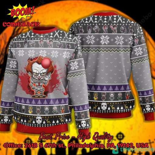 Clown Horror Movie Halloween Ugly Christmas Sweater
