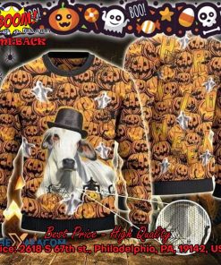 Creepy Brahman Cattle Halloween Ugly Christmas Sweater