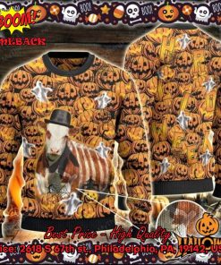 Creepy Hereford Cattle Halloween Ugly Christmas Sweater