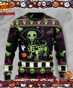 Dachshund Skeleton Halloween Ugly Christmas Sweater