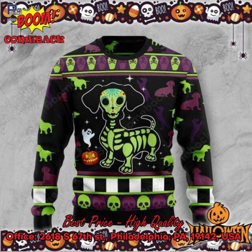 Dachshund Skeleton Halloween Ugly Christmas Sweater