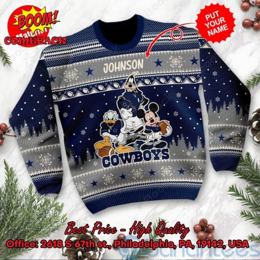 Dallas Cowboys Disney Characters Personalized Name Ugly Christmas Sweater